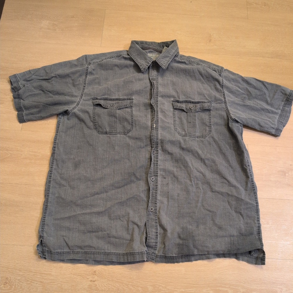 VTG Rustic Ridge Men XL Short Sleeve Button Down Shirt Textured Skater Grunge
